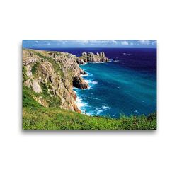 Premium Textil-Leinwand 45 x 30 cm Quer-Format Steile Klippen, rauhe See an der Küste von Cornwall – das englische Paradies im Südwesten des Vereinigten Königreichs | Wandbild, HD-Bild auf Keilrahmen, Fertigbild auf hochwertigem Vlies, Leinwanddruck von CALVENDO