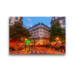 Premium Textil-Leinwand 45 x 30 cm Quer-Format Straßenkreuzung auf der Ile Saint Louis in Paris bei Nacht | Wandbild, HD-Bild auf Keilrahmen, Fertigbild auf hochwertigem Vlies, Leinwanddruck von Christian Müller