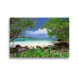 Premium Textil-Leinwand 45 x 30 cm Quer-Format Türkisfarbenes Meer und saftig grüne Mangroven an der Küste von Yucatan | Wandbild, HD-Bild auf Keilrahmen, Fertigbild auf hochwertigem Vlies, Leinwanddruck von CALVENDO
