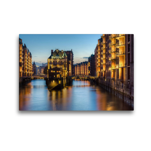 Premium Textil-Leinwand 45 x 30 cm Quer-Format Wasserschloss Hamburg | Wandbild, HD-Bild auf Keilrahmen, Fertigbild auf hochwertigem Vlies, Leinwanddruck von Michael Valjak
