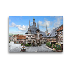 Premium Textil-Leinwand 45 x 30 cm Quer-Format Wernigerode – Rathaus um 1895 | Wandbild, HD-Bild auf Keilrahmen, Fertigbild auf hochwertigem Vlies, Leinwanddruck von André Tetsch