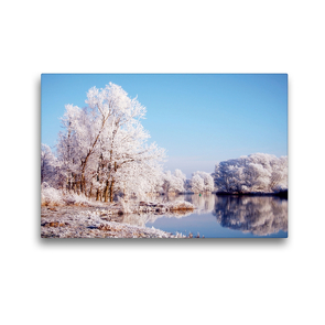 Premium Textil-Leinwand 45 x 30 cm Quer-Format Winterlandschaft an der Havel. Landschaft im Havelland. | Wandbild, HD-Bild auf Keilrahmen, Fertigbild auf hochwertigem Vlies, Leinwanddruck von Anja Frost