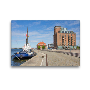 Premium Textil-Leinwand 45 x 30 cm Quer-Format Wismars Hafen mit Baumhaus und dem Ohlerich Speicher | Wandbild, HD-Bild auf Keilrahmen, Fertigbild auf hochwertigem Vlies, Leinwanddruck von Holger Felix