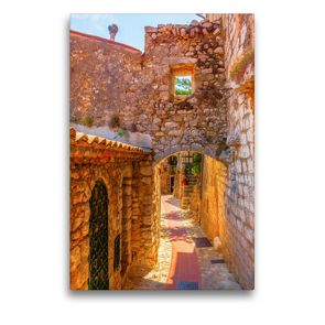 Premium Textil-Leinwand 50 x 75 cm Hoch-Format Altstadtgasse in Eze, Provence, Frankreich | Wandbild, HD-Bild auf Keilrahmen, Fertigbild auf hochwertigem Vlies, Leinwanddruck von Christian Müller