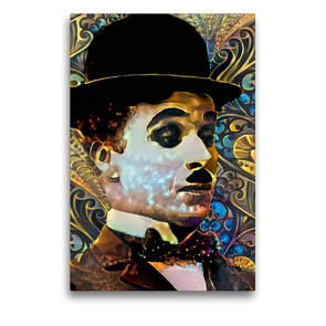 Premium Textil-Leinwand 50 x 75 cm Hoch-Format Charlie Chaplin | Wandbild, HD-Bild auf Keilrahmen, Fertigbild auf hochwertigem Vlies, Leinwanddruck von Garrulus glandarius