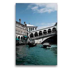 Premium Textil-Leinwand 50 x 75 cm Hoch-Format Rialtobrücke | Wandbild, HD-Bild auf Keilrahmen, Fertigbild auf hochwertigem Vlies, Leinwanddruck von Foto-FukS