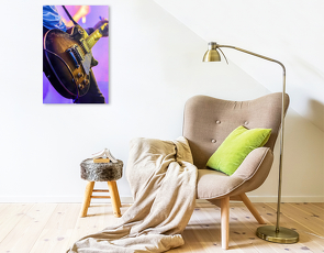 Premium Textil-Leinwand 500 x 750 cm Hoch-Format Gitarrist mit legendärer Les Paul | Wandbild, HD-Bild auf Keilrahmen, Fertigbild auf hochwertigem Vlies, Leinwanddruck von Renate Utz