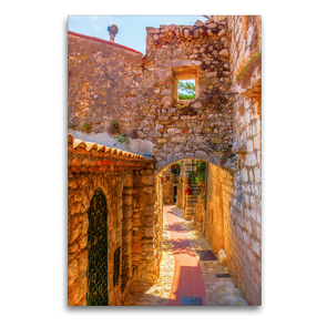 Premium Textil-Leinwand 60 x 90 cm Hoch-Format Altstadtgasse in Eze, Provence, Frankreich | Wandbild, HD-Bild auf Keilrahmen, Fertigbild auf hochwertigem Vlies, Leinwanddruck von Christian Müller