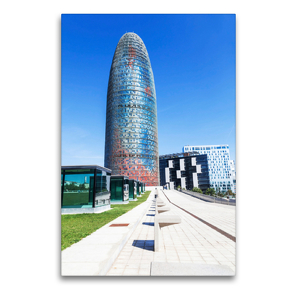 Premium Textil-Leinwand 60 x 90 cm Hoch-Format High-Tech-Architektur (Moderne) – Torre Agbar in Barcelona, Spanien | Wandbild, HD-Bild auf Keilrahmen, Fertigbild auf hochwertigem Vlies, Leinwanddruck von Christian Müller