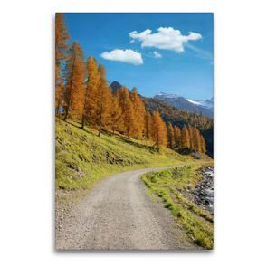 Premium Textil-Leinwand 60 x 90 cm Hoch-Format Spazierweg im schönen Sertigtal Graubünden Schweiz | Wandbild, HD-Bild auf Keilrahmen, Fertigbild auf hochwertigem Vlies, Leinwanddruck von SusaZoom