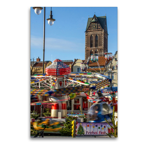 Premium Textil-Leinwand 60 x 90 cm Hoch-Format Weihnachtstrubel auf dem Wismarer Marktplatz | Wandbild, HD-Bild auf Keilrahmen, Fertigbild auf hochwertigem Vlies, Leinwanddruck von Holger Felix