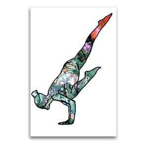 Premium Textil-Leinwand 60 x 90 cm Hoch-Format Yoga Asana – die einbeinige Krähe | Wandbild, HD-Bild auf Keilrahmen, Fertigbild auf hochwertigem Vlies, Leinwanddruck von Michaela Schimmack