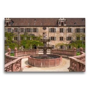 Premium Textil-Leinwand 75 x 50 cm Quer-Format Abteigarten von Kloster Bronnbach | Wandbild, HD-Bild auf Keilrahmen, Fertigbild auf hochwertigem Vlies, Leinwanddruck von Peter Schickert