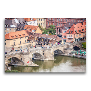 Premium Textil-Leinwand 75 x 50 cm Quer-Format Alte Mainbrücke | Wandbild, HD-Bild auf Keilrahmen, Fertigbild auf hochwertigem Vlies, Leinwanddruck von Liselotte Brunner-Klaus