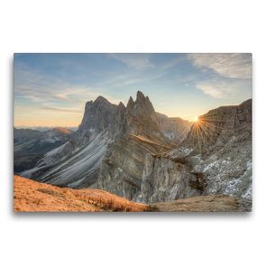 Premium Textil-Leinwand 75 x 50 cm Quer-Format Auf der Seceda in Südtirol | Wandbild, HD-Bild auf Keilrahmen, Fertigbild auf hochwertigem Vlies, Leinwanddruck von Michael Valjak