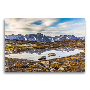 Premium Textil-Leinwand 75 x 50 cm Quer-Format Berglandschaft am größten und längsten Fjordsystem der Welt | Wandbild, HD-Bild auf Keilrahmen, Fertigbild auf hochwertigem Vlies, Leinwanddruck von Mario Hagen