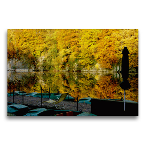 Premium Textil-Leinwand 75 x 50 cm Quer-Format Blauer See | Wandbild, HD-Bild auf Keilrahmen, Fertigbild auf hochwertigem Vlies, Leinwanddruck von Udo Haafke
