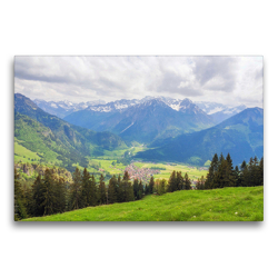 Premium Textil-Leinwand 75 x 50 cm Quer-Format Blick vom Oberjoch | Wandbild, HD-Bild auf Keilrahmen, Fertigbild auf hochwertigem Vlies, Leinwanddruck von VogtArt