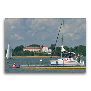 Premium Textil-Leinwand 75 x 50 cm Quer-Format Chiemsee – Start zum Segelausflug | Wandbild, HD-Bild auf Keilrahmen, Fertigbild auf hochwertigem Vlies, Leinwanddruck von Dieter-M. Wilczek