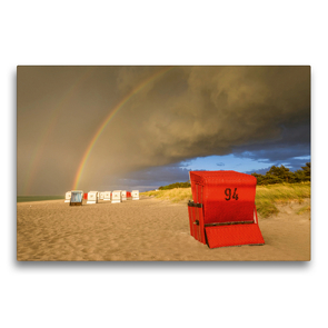 Premium Textil-Leinwand 75 x 50 cm Quer-Format Das Ende des Regenbogens liegt am Strand | Wandbild, HD-Bild auf Keilrahmen, Fertigbild auf hochwertigem Vlies, Leinwanddruck von Christian Müringer