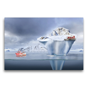 Premium Textil-Leinwand 75 x 50 cm Quer-Format Das Schleppen eines Eisbergs | Wandbild, HD-Bild auf Keilrahmen, Fertigbild auf hochwertigem Vlies, Leinwanddruck von Val Thoermer