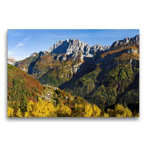 Premium Textil-Leinwand 75 x 50 cm Quer-Format Die Civetta (3220 m) überragt die bunten Herbstwälder des Val Cordevole in den Dolomiten | Wandbild, HD-Bild auf Keilrahmen, Fertigbild auf hochwertigem Vlies, Leinwanddruck von Martin Zwick