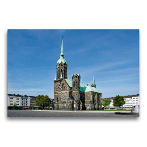 Premium Textil-Leinwand 75 x 50 cm Quer-Format Die Evangelische Hauptkirche Rheydt | Wandbild, HD-Bild auf Keilrahmen, Fertigbild auf hochwertigem Vlies, Leinwanddruck von Nina Schwarze