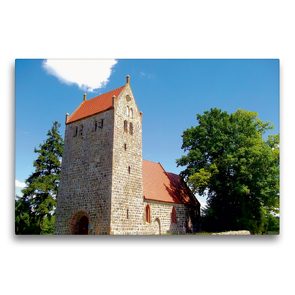 Premium Textil-Leinwand 75 x 50 cm Quer-Format Dorfkirche Mechow | Wandbild, HD-Bild auf Keilrahmen, Fertigbild auf hochwertigem Vlies, Leinwanddruck von Andreas Mellentin
