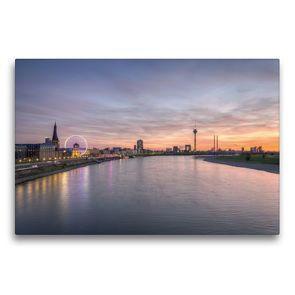 Premium Textil-Leinwand 75 x 50 cm Quer-Format Düsseldorf Skyline | Wandbild, HD-Bild auf Keilrahmen, Fertigbild auf hochwertigem Vlies, Leinwanddruck von Michael Valjak