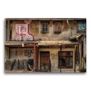Premium Textil-Leinwand 75 x 50 cm Quer-Format Erfurts Hinterhof | Wandbild, HD-Bild auf Keilrahmen, Fertigbild auf hochwertigem Vlies, Leinwanddruck von Flori0