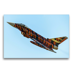Premium Textil-Leinwand 75 x 50 cm Quer-Format Eurofighter Typhoon 30+09 Bronze Tiger | Wandbild, HD-Bild auf Keilrahmen, Fertigbild auf hochwertigem Vlies, Leinwanddruck von Björn Engelke