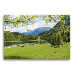 Premium Textil-Leinwand 75 x 50 cm Quer-Format Ferchensee und Karwendel, Mittenwald | Wandbild, HD-Bild auf Keilrahmen, Fertigbild auf hochwertigem Vlies, Leinwanddruck von SusaZoom
