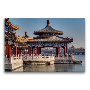 Premium Textil-Leinwand 75 x 50 cm Quer-Format Fünf Drachen Tempel im Beihai-Park in Peking | Wandbild, HD-Bild auf Keilrahmen, Fertigbild auf hochwertigem Vlies, Leinwanddruck von reinhold möller