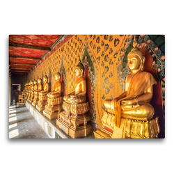 Premium Textil-Leinwand 75 x 50 cm Quer-Format Goldene Buddha-Statuen im Grand Palace in Bangkok | Wandbild, HD-Bild auf Keilrahmen, Fertigbild auf hochwertigem Vlies, Leinwanddruck von Christian Müringer