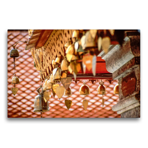 Premium Textil-Leinwand 75 x 50 cm Quer-Format Herzglocken im Kloster Doi Suthep bei Chiang Mai | Wandbild, HD-Bild auf Keilrahmen, Fertigbild auf hochwertigem Vlies, Leinwanddruck von Christian Müringer