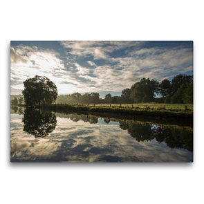 Premium Textil-Leinwand 750 x 500 cm Quer-Format Himmelsspiegelung auf der Trave | Wandbild, HD-Bild auf Keilrahmen, Fertigbild auf hochwertigem Vlies, Leinwanddruck von Andrea Potratz