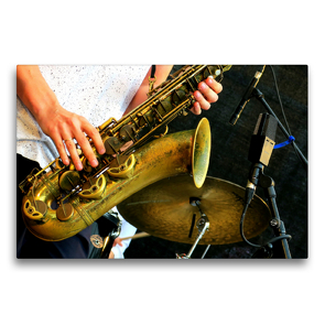 Premium Textil-Leinwand 75 x 50 cm Quer-Format Jazz-Saxophonist | Wandbild, HD-Bild auf Keilrahmen, Fertigbild auf hochwertigem Vlies, Leinwanddruck von Renate Bleicher