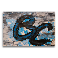 Premium Textil-Leinwand 75 x 50 cm Quer-Format Komposition aus blau und schwarz | Wandbild, HD-Bild auf Keilrahmen, Fertigbild auf hochwertigem Vlies, Leinwanddruck von N N