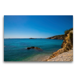 Premium Textil-Leinwand 75 x 50 cm Quer-Format Küste vor Ibiza Stadt | Wandbild, HD-Bild auf Keilrahmen, Fertigbild auf hochwertigem Vlies, Leinwanddruck von Alexander Wolff