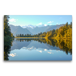 Premium Textil-Leinwand 75 x 50 cm Quer-Format Lake Matheson, Neuseeland | Wandbild, HD-Bild auf Keilrahmen, Fertigbild auf hochwertigem Vlies, Leinwanddruck von Dietmar Janietz