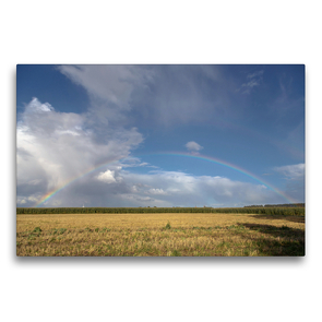 Premium Textil-Leinwand 75 x 50 cm Quer-Format Land unterm Regenbogen | Wandbild, HD-Bild auf Keilrahmen, Fertigbild auf hochwertigem Vlies, Leinwanddruck von Rolf Pötsch