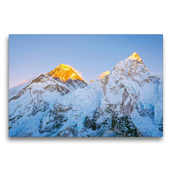 Premium Textil-Leinwand 75 x 50 cm Quer-Format Letztes Sonnenlicht an den scheebedeckten Gipfeln von Everest und Nuptse | Wandbild, HD-Bild auf Keilrahmen, Fertigbild auf hochwertigem Vlies, Leinwanddruck von CALVENDO