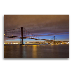 Premium Textil-Leinwand 75 x 50 cm Quer-Format Lissabon – Ponte 25 de Abril | Wandbild, HD-Bild auf Keilrahmen, Fertigbild auf hochwertigem Vlies, Leinwanddruck von TJPhotography