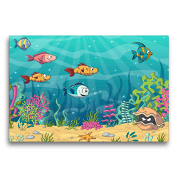 Premium Textil-Leinwand 75 x 50 cm Quer-Format Lustige Fische in einer Unterwasserlandschaft | Wandbild, HD-Bild auf Keilrahmen, Fertigbild auf hochwertigem Vlies, Leinwanddruck von Gabi Wolf