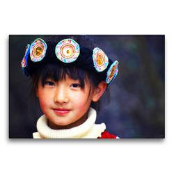 Premium Textil-Leinwand 75 x 50 cm Quer-Format Mädchen der Naxi Volksgruppe | Wandbild, HD-Bild auf Keilrahmen, Fertigbild auf hochwertigem Vlies, Leinwanddruck von Thomas Böhm