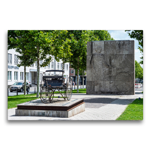 Premium Textil-Leinwand 75 x 50 cm Quer-Format Mannheim: Carl-Benz-Denkmal (Oststadt) | Wandbild, HD-Bild auf Keilrahmen, Fertigbild auf hochwertigem Vlies, Leinwanddruck von Thomas Seethaler