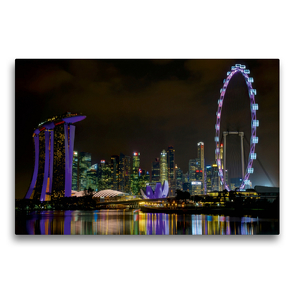Premium Textil-Leinwand 75 x 50 cm Quer-Format Marina Bay Skyline | Wandbild, HD-Bild auf Keilrahmen, Fertigbild auf hochwertigem Vlies, Leinwanddruck von Ralf Wittstock
