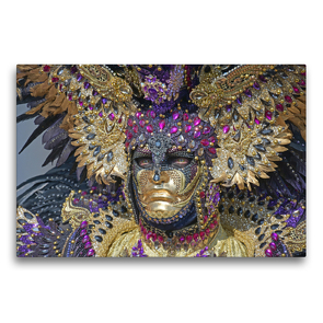 Premium Textil-Leinwand 75 x 50 cm Quer-Format Maskenträger in Venedig | Wandbild, HD-Bild auf Keilrahmen, Fertigbild auf hochwertigem Vlies, Leinwanddruck von GUGIGEI