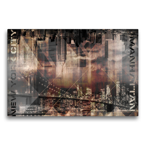 Premium Textil-Leinwand 75 x 50 cm Quer-Format Modern Art MANHATTAN SKYLINES Vintage | Wandbild, HD-Bild auf Keilrahmen, Fertigbild auf hochwertigem Vlies, Leinwanddruck von Melanie Viola