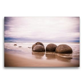 Premium Textil-Leinwand 75 x 50 cm Quer-Format Moeraki Boulders am Koekohe Beach | Wandbild, HD-Bild auf Keilrahmen, Fertigbild auf hochwertigem Vlies, Leinwanddruck von Art is Passion Photodesign by Silvia Höld